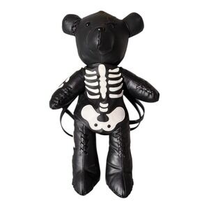 DOLLS KILL DEADY TEDDY STUFFED BEAR BACKPACK SKELETON GOTH PUNK 24" Faux Leather
